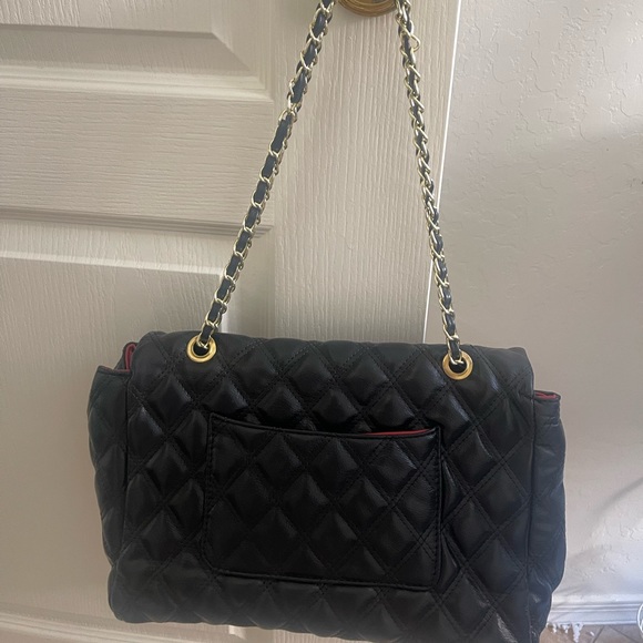 Classic Unbranded Black Faux Vegan Leather Flap Bag Crossbody and Shoulder - Picture 2 of 5